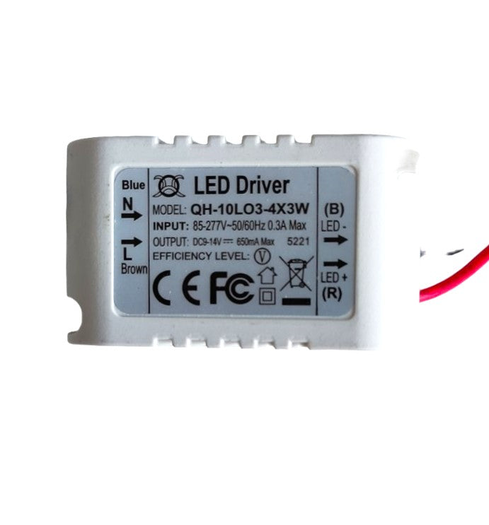 600mA Isolation LED Driver 3-4 Led x3w  Εξωτερικός Οδηγός AC85-277V σε 9-14vDc-Τεμ.1
