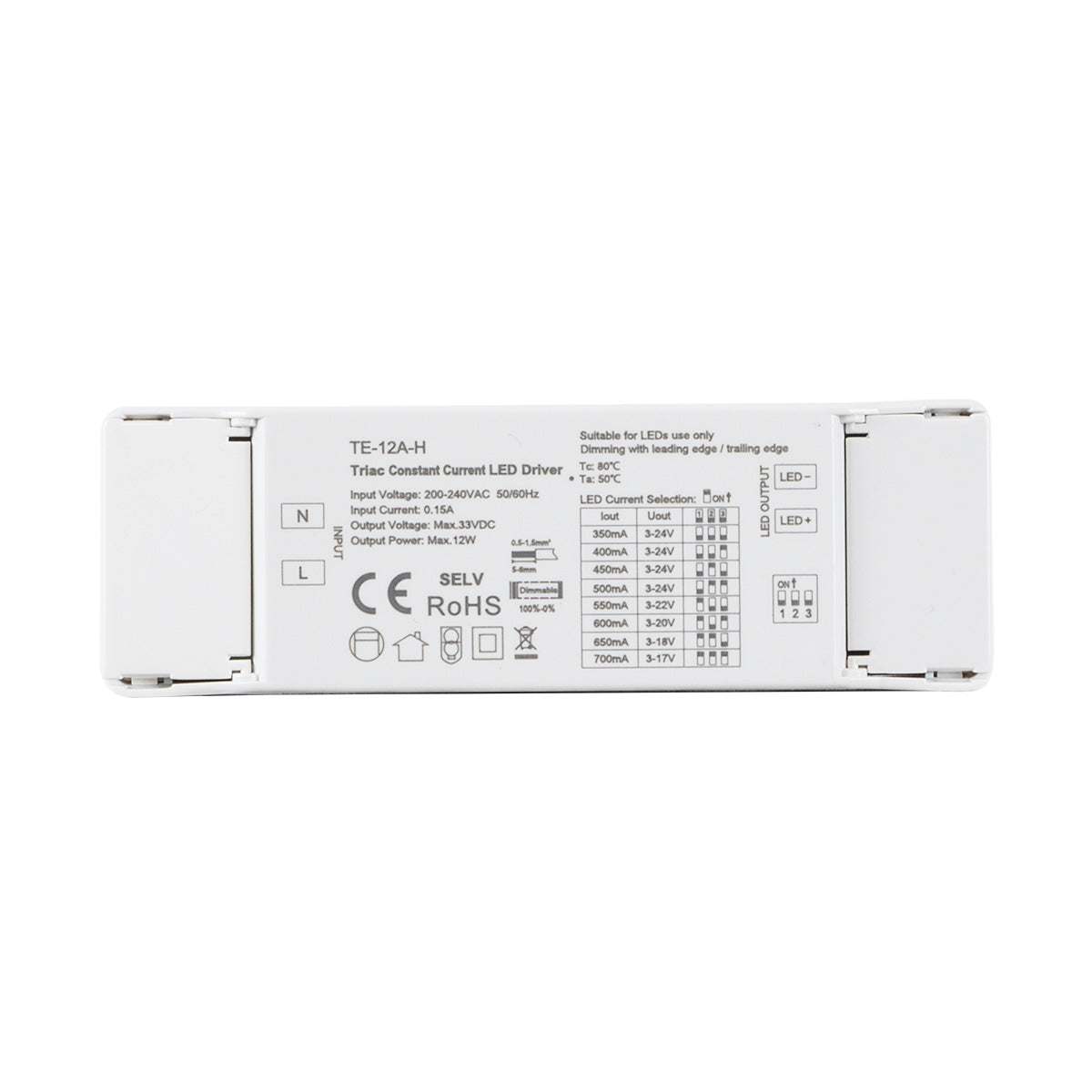 GloboStar® 73131 TE-12A-H SKYDANCE AC Triac Dimmable Constant Current LED Driver 1 Κανάλι AC 200-240V 1 x 0.15A 12W - Max 0.15A 12W - IP20 Μ11.1 x Π3.7 x Υ2cm - 5 Χρόνια Εγγύηση