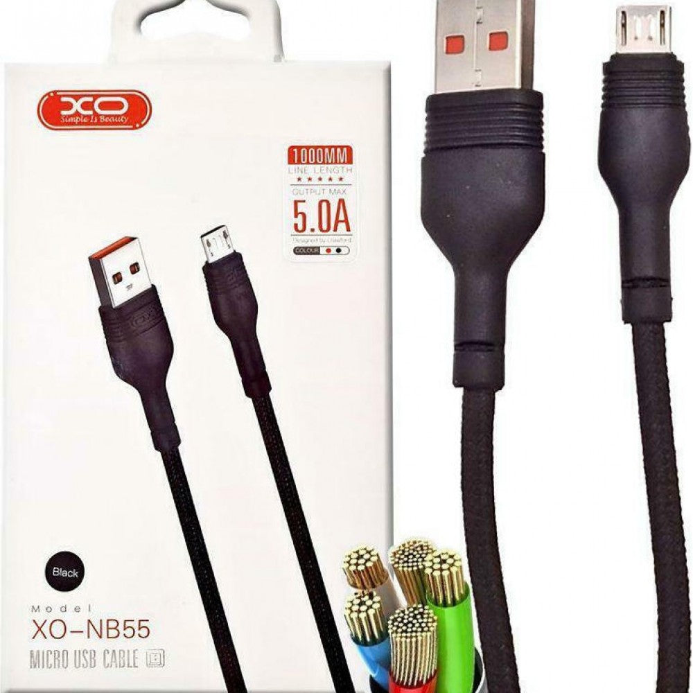XO Braided USB 2.0 to micro USB Cable Μαύρο 1m (NB55)