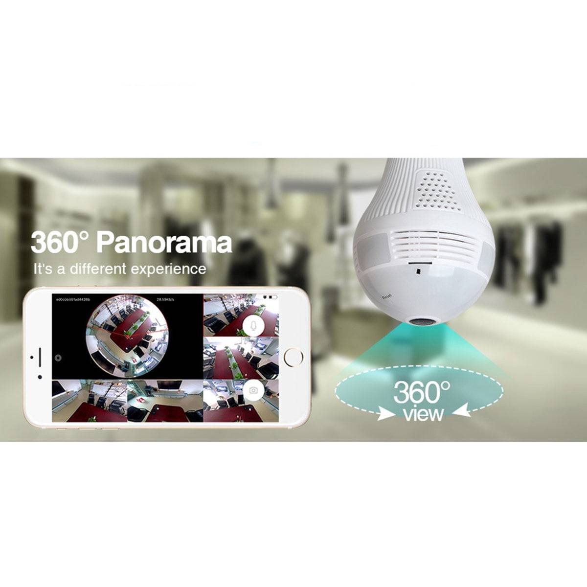 GloboStar® 76073 WIFI 2.4G IP CAMERA 2.0MP 1080P - Έξυπνη Κρυφή IP Κάμερα WiFi 1080P Fish Eye 360° 3W LED σε Σχήμα Λάμπας με Ντουί και Βάση E27 Smart Home - ledmania.gr