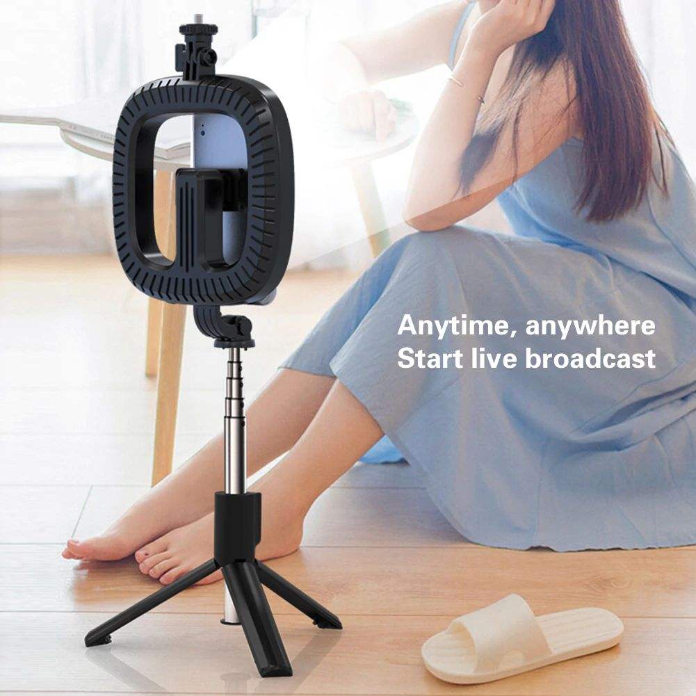 RING LAMP SELFIE STICK WITH DETACHABLE BLUTOOTH REMOTE CONTROL AND TRIPOD P40D-2 BLACK - ledmania.gr