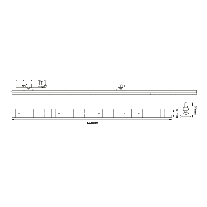 WHITE LED LINEAR MOVABLE TRACK LUMINAIRE 40W 4000K 3-PHASE 90° 5600LM 230V AC Ra90 L1144MM MM 5YRS