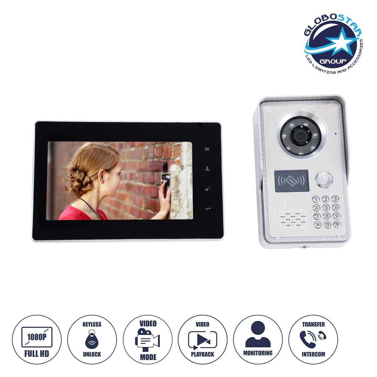 GloboStar® 86061 Σετ Θυροτηλεόρασης με Έγχρωμη Οθόνη Αφής 7" και Κάμερα 1080P HD & 4 Επαγωγικά Κλειδιά για Ηλεκτρονικές Κλειδαριές - Μαύρο - Ασημί - ledmania.gr