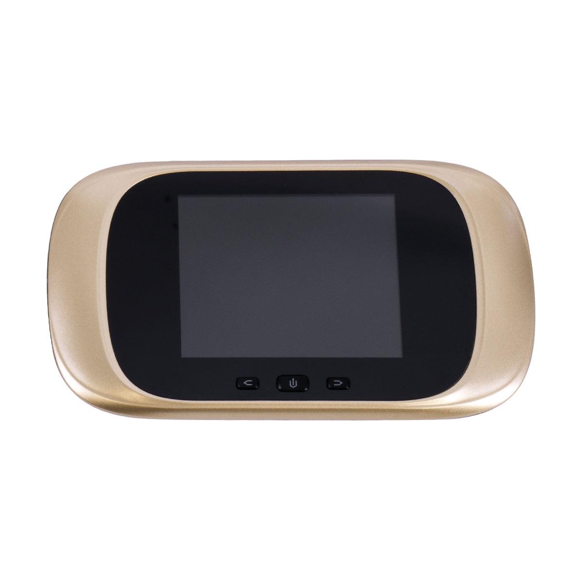 GloboStar® 86068 Επαναφορτιζόμενη Ψηφιακή Έξυπνη Camera Εξώπορτας 90° Μοιρών με Έγχρωμη Οθόνη 2.8" Inches - USB - Νυχτερινή Όραση με LED IR - Κουδούνι - Χρυσό - ledmania.gr