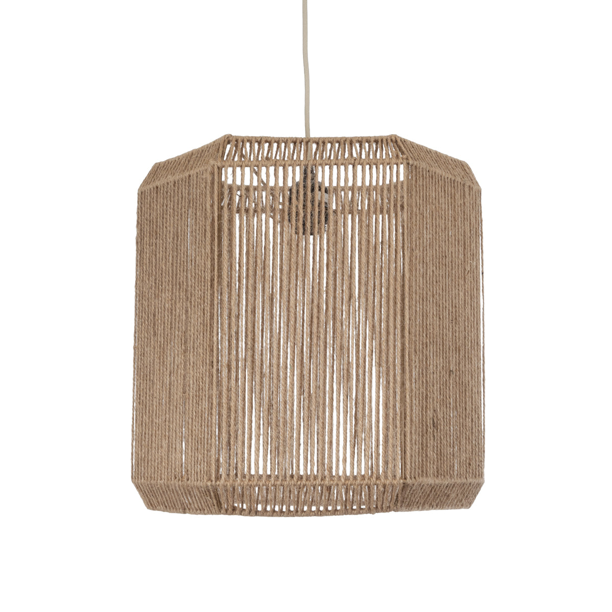 GloboStar® CAYMAN 00519 Boho Κρεμαστό Φωτιστικό Οροφής Μονόφωτο 1 x E27 AC220-240V IP20 - Φ40 x Υ40cm - Μπεζ Λεπτό Σχοινί Τριχιά Πλέγμα - ledmania.gr