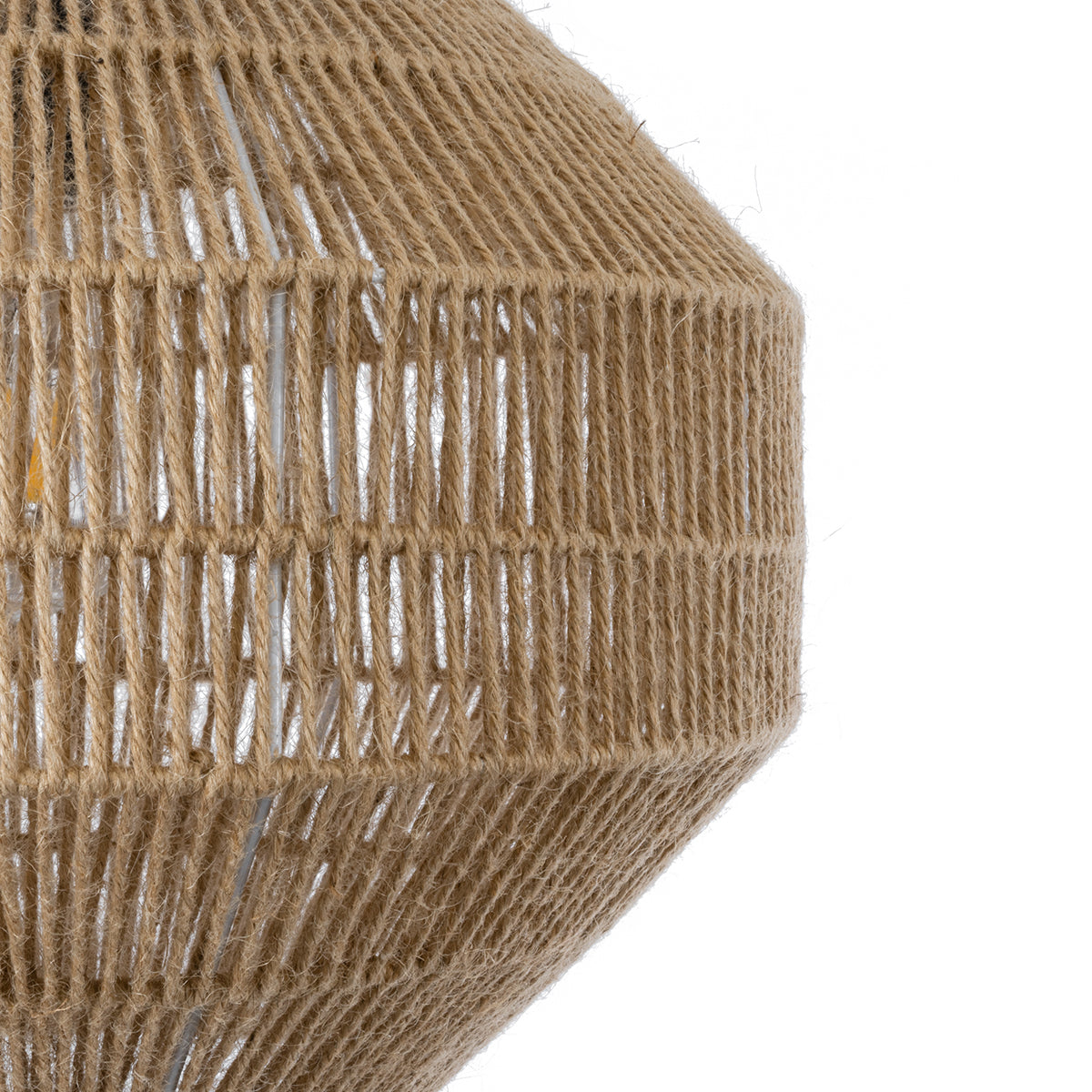 GloboStar® CAYMAN 00522 Boho Κρεμαστό Φωτιστικό Οροφής Μονόφωτο 1 x E27 AC220-240V IP20 - Φ40 x Υ30cm - Μπεζ Λεπτό Σχοινί Τριχιά Πλέγμα - ledmania.gr