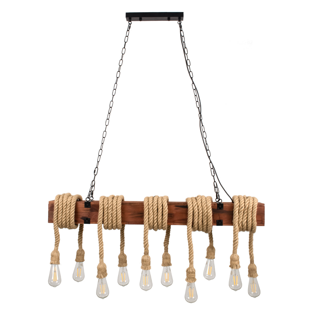 GLOBOSTAR® VIKING 00607 Vintage Κρεμαστό Φωτιστικό Οροφής με Ντουί 10 x E27 AC 220-240V IP20 - Καφε & Μπεζ - Μ108 x Π11 x Υ220cm - ledmania.gr