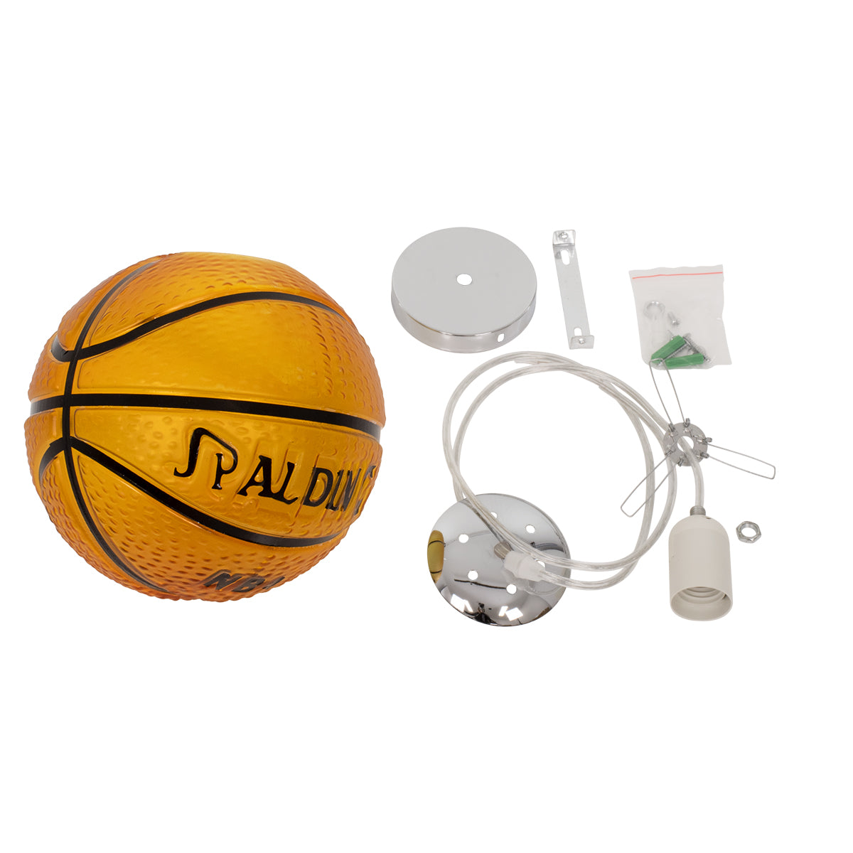 GLOBOSTAR® SPALDING NBA 00645 Παιδικό Κρεμαστό Φωτιστικό Οροφής με Ντουί 1 x E27 AC 220-240V IP20 - Πορτοκαλί & Μαύρο - Μ18 x Π18 x Υ18cm - ledmania.gr