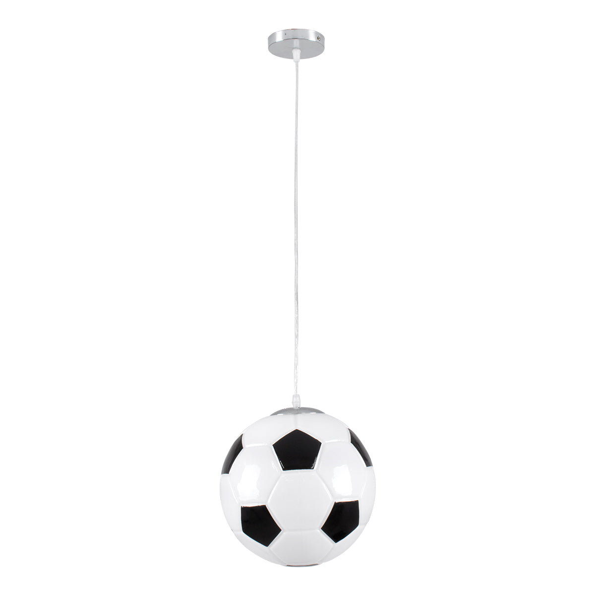 GLOBOSTAR® FOOTBALL 00647 Παιδικό Κρεμαστό Φωτιστικό Οροφής με Ντουί 1 x E27 AC 220-240V IP20 - Λευκό & Μαύρο - Μ25 x Π25 x Υ25cm - ledmania.gr