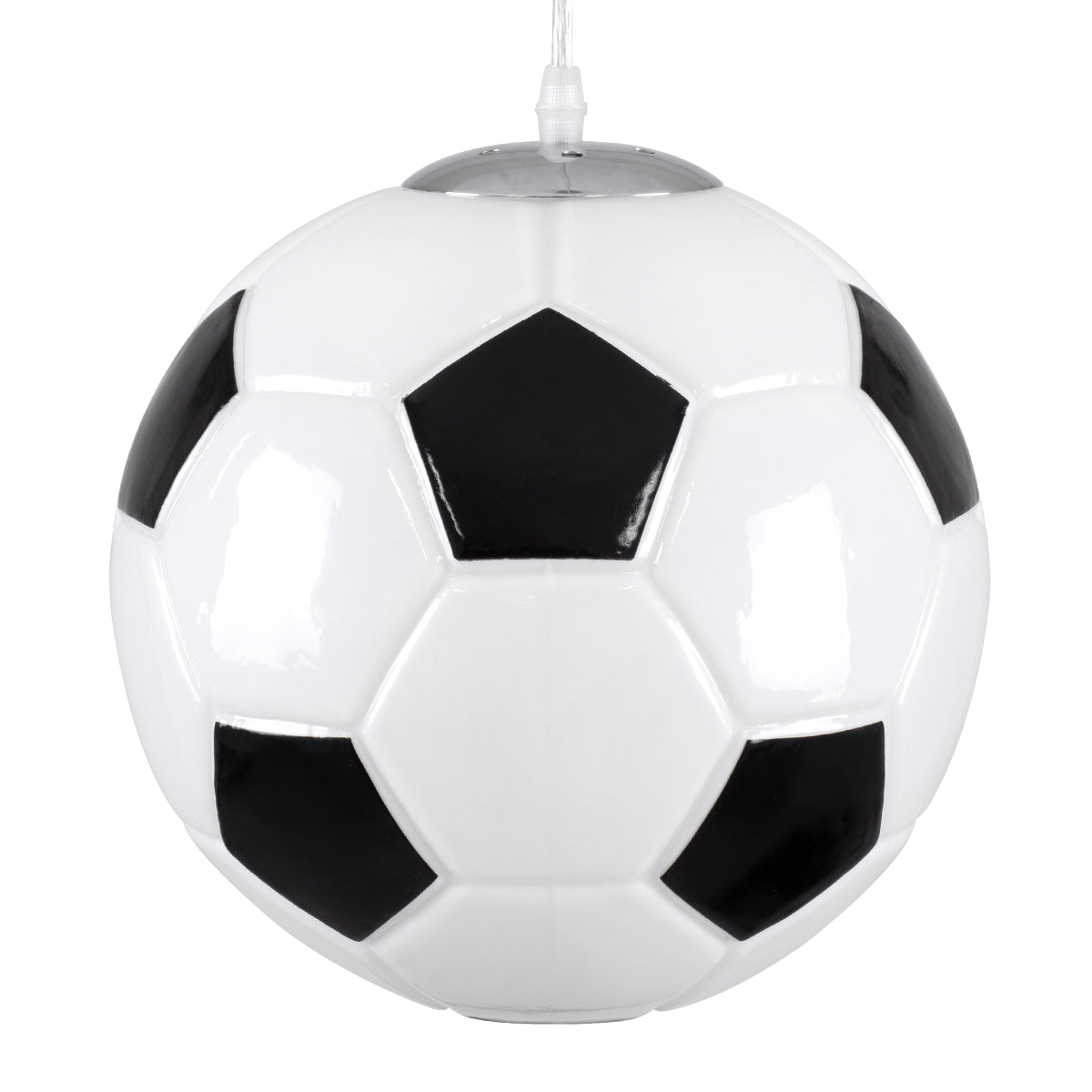 GLOBOSTAR® FOOTBALL 00647 Παιδικό Κρεμαστό Φωτιστικό Οροφής με Ντουί 1 x E27 AC 220-240V IP20 - Λευκό & Μαύρο - Μ25 x Π25 x Υ25cm - ledmania.gr