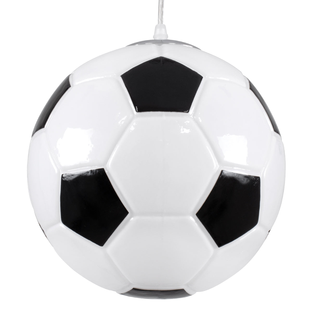 GLOBOSTAR® FOOTBALL 00647 Παιδικό Κρεμαστό Φωτιστικό Οροφής με Ντουί 1 x E27 AC 220-240V IP20 - Λευκό & Μαύρο - Μ25 x Π25 x Υ25cm - ledmania.gr