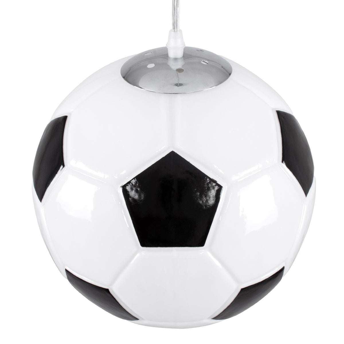 GLOBOSTAR® FOOTBALL 00647 Παιδικό Κρεμαστό Φωτιστικό Οροφής με Ντουί 1 x E27 AC 220-240V IP20 - Λευκό & Μαύρο - Μ25 x Π25 x Υ25cm - ledmania.gr