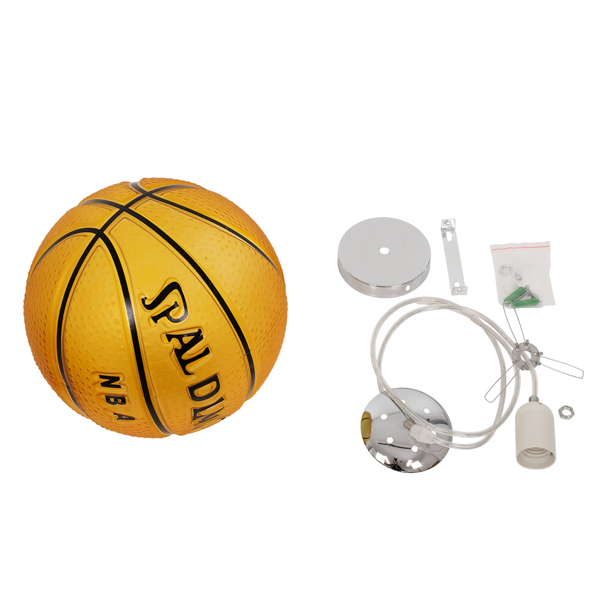 GLOBOSTAR® SPALDING NBA 00649 Παιδικό Κρεμαστό Φωτιστικό Οροφής με Ντουί 1 x E27 AC 220-240V IP20 - Πορτοκαλί & Μαύρο - Μ25 x Π25 x Υ25cm - ledmania.gr