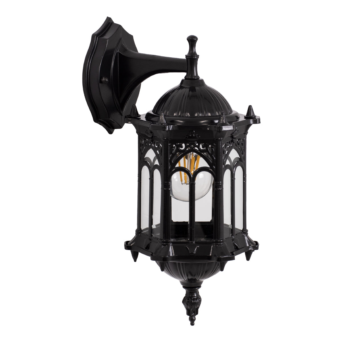 GLOBOSTAR® DARCY 00657 Vintage Φωτιστικό Τοίχου - Απλίκα με Ντουί 1 x E27 AC 220-240V IP20 - Μαύρο - Μ15.5 x Π15.5 x Υ34.5cm - ledmania.gr