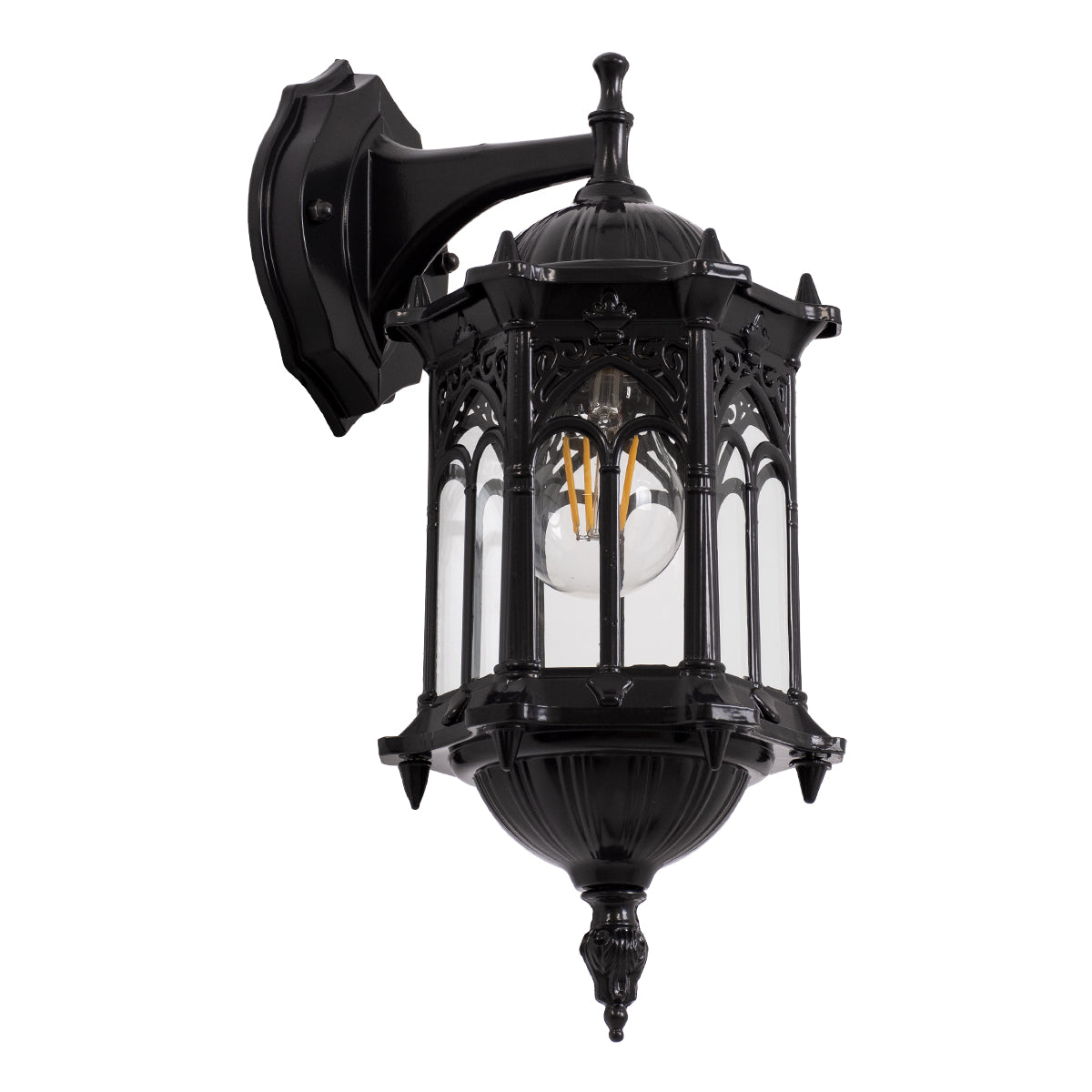 GLOBOSTAR® DARCY 00657 Vintage Φωτιστικό Τοίχου - Απλίκα με Ντουί 1 x E27 AC 220-240V IP20 - Μαύρο - Μ15.5 x Π15.5 x Υ34.5cm - ledmania.gr
