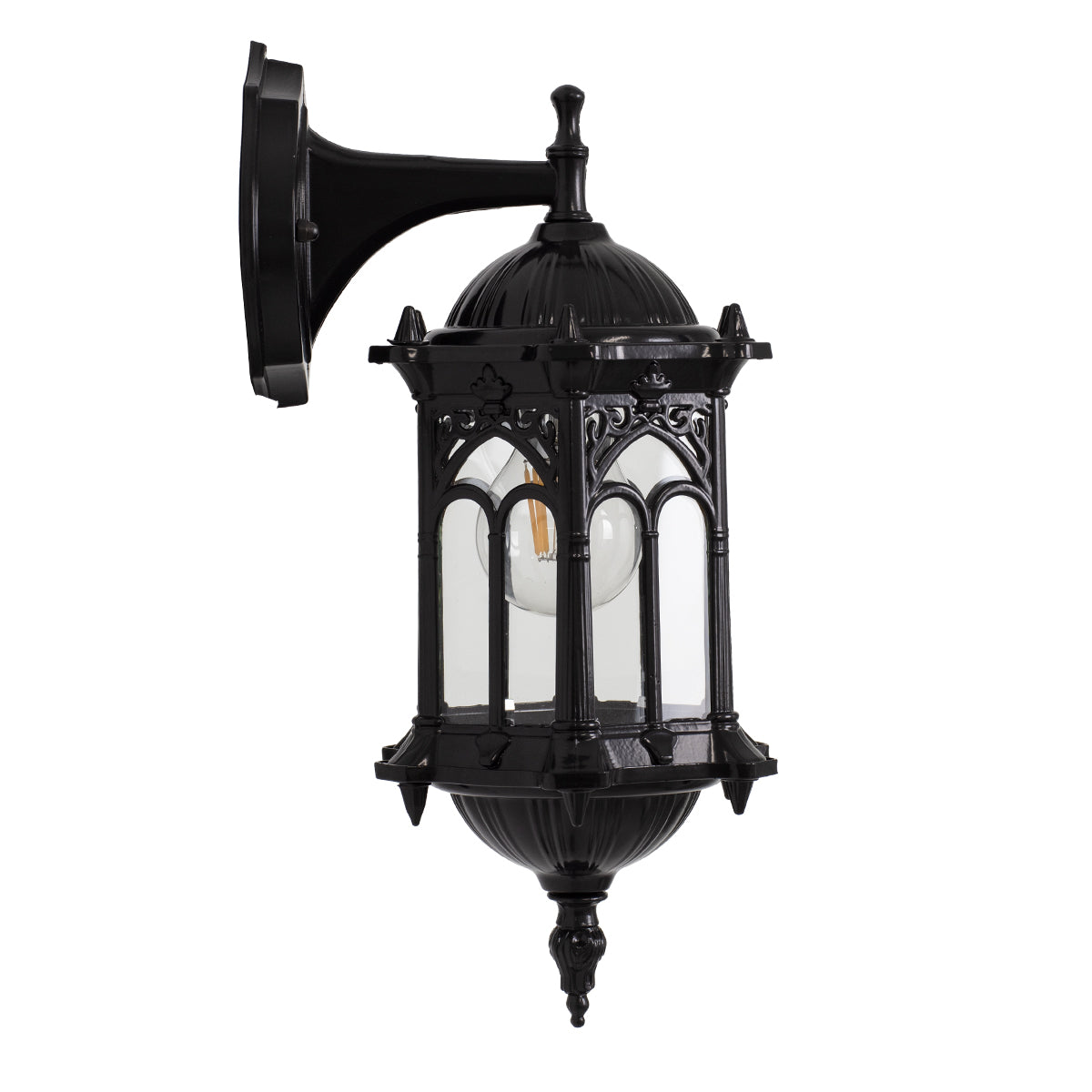 GLOBOSTAR® DARCY 00657 Vintage Φωτιστικό Τοίχου - Απλίκα με Ντουί 1 x E27 AC 220-240V IP20 - Μαύρο - Μ15.5 x Π15.5 x Υ34.5cm - ledmania.gr