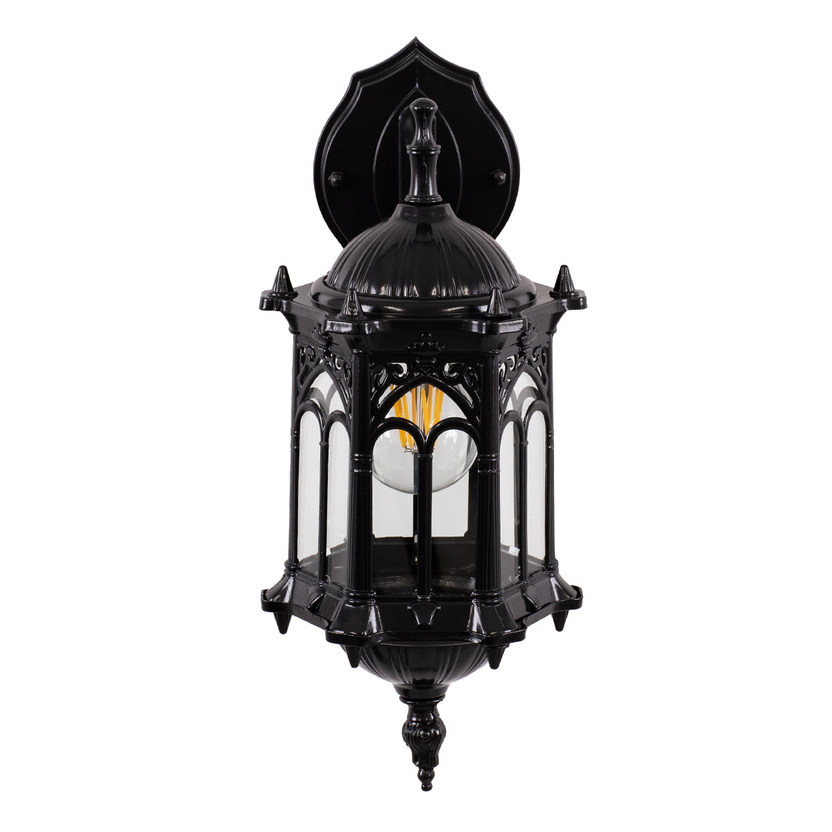 GLOBOSTAR® DARCY 00657 Vintage Φωτιστικό Τοίχου - Απλίκα με Ντουί 1 x E27 AC 220-240V IP20 - Μαύρο - Μ15.5 x Π15.5 x Υ34.5cm - ledmania.gr