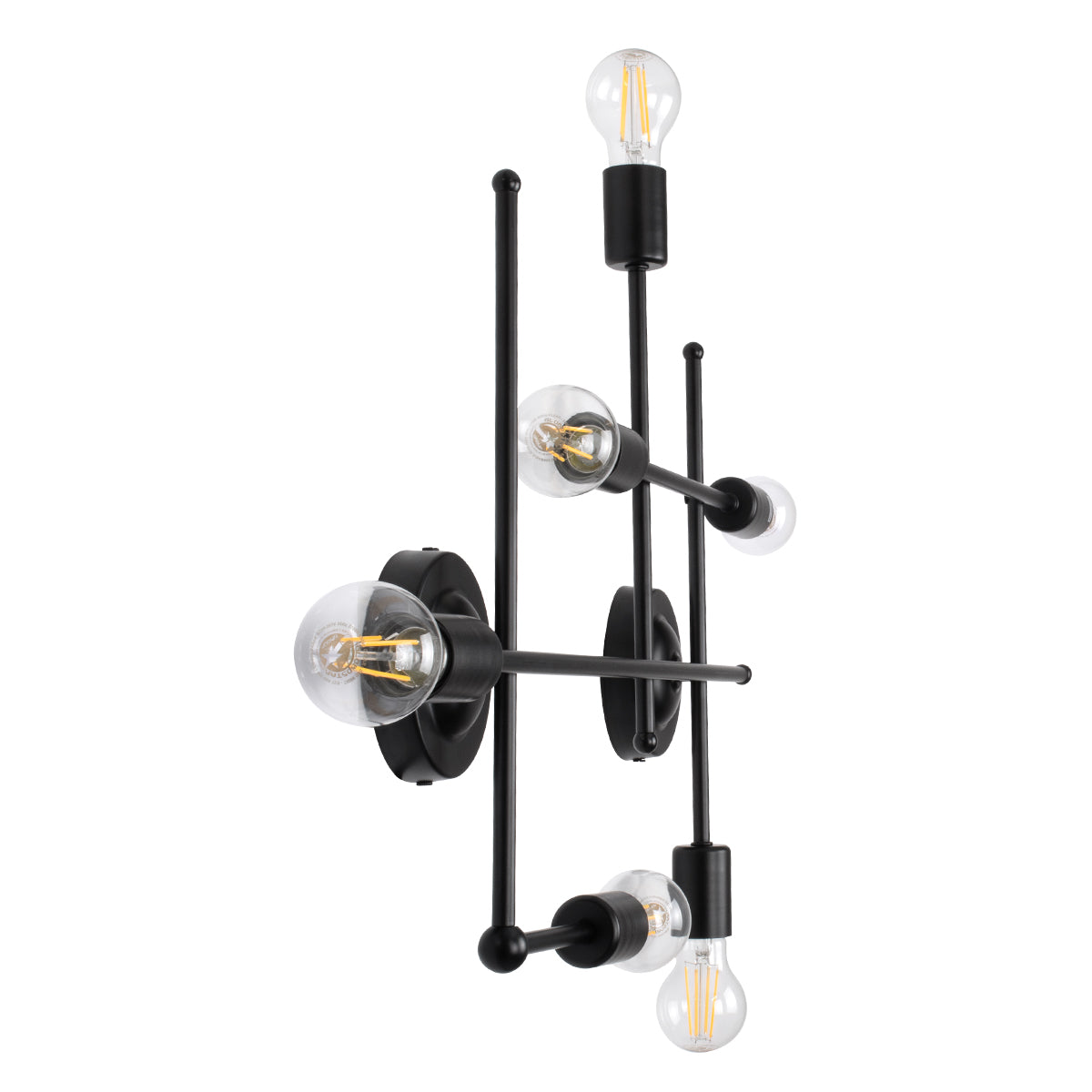 GloboStar® PIPING 00664 Vintage Επιτοίχιο Φωτιστικό Πολύφωτο 6 x E27 IP20 Μαύρο Μέταλλο - Μ66 x Π9.5 x Υ49cm - ledmania.gr