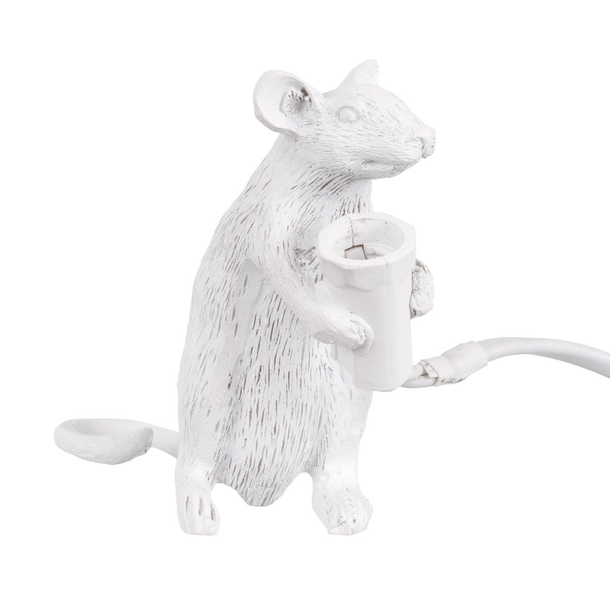 GloboStar® MOUSE 00679 Μοντέρνο Επιτραπέζιο Φωτιστικό Πορτατίφ Λαμπατέρ Μονόφωτο με Ντουί 1 x E12 AC 230V Λευκό Πλαστικό Μ12 x Π4 x Υ10cm - ledmania.gr