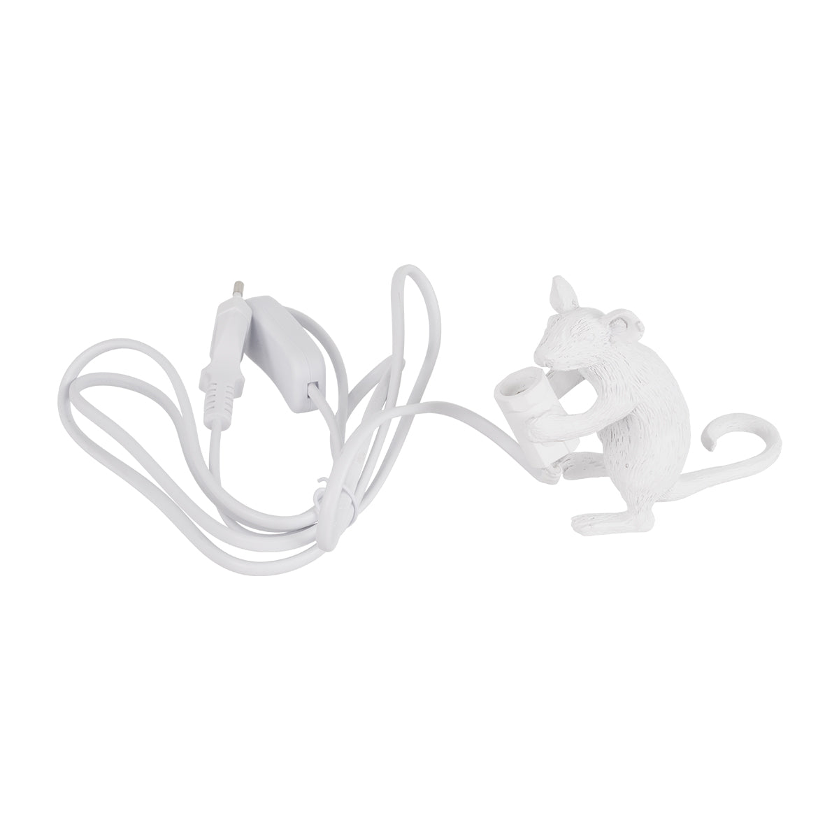 GloboStar® MOUSE 00679 Μοντέρνο Επιτραπέζιο Φωτιστικό Πορτατίφ Λαμπατέρ Μονόφωτο με Ντουί 1 x E12 AC 230V Λευκό Πλαστικό Μ12 x Π4 x Υ10cm - ledmania.gr