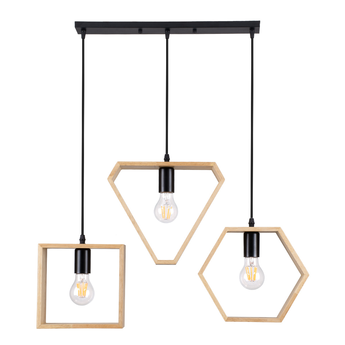 GLOBOSTAR® ELISE 00682 Μοντέρνο Κρεμαστό Φωτιστικό Οροφής με Ντουί 3 x E27 AC 220-240V IP20 - Μπεζ & Μαύρο - Μ76 x Π8 x Υ25cm - ledmania.gr