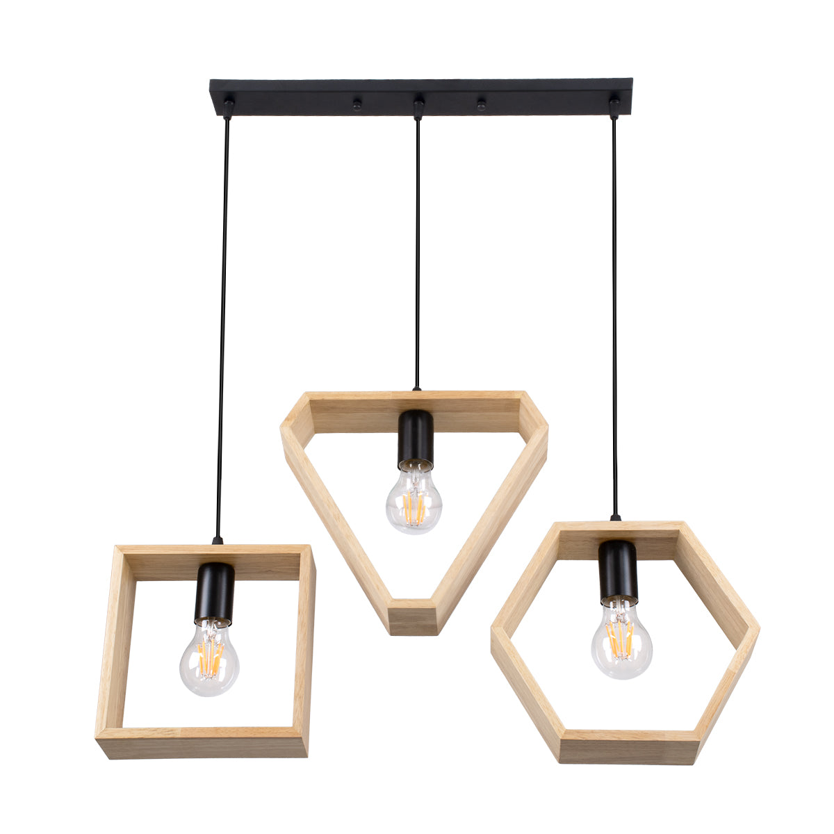 GLOBOSTAR® ELISE 00682 Μοντέρνο Κρεμαστό Φωτιστικό Οροφής με Ντουί 3 x E27 AC 220-240V IP20 - Μπεζ & Μαύρο - Μ76 x Π8 x Υ25cm - ledmania.gr