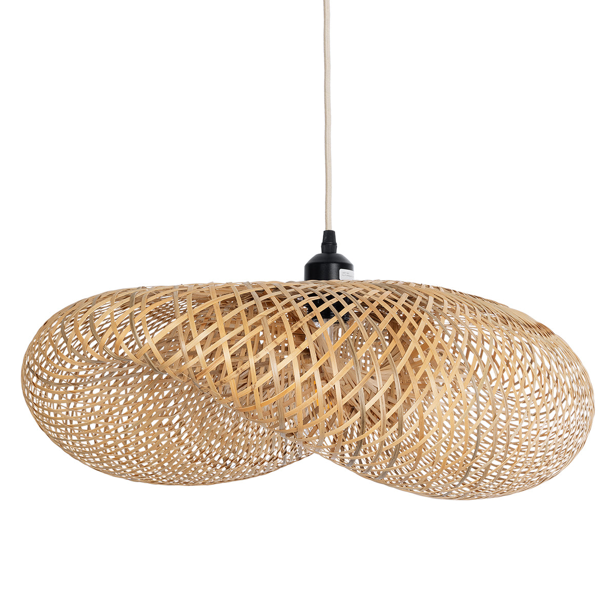 GloboStar® MEXICO 00719 Boho Κρεμαστό Φωτιστικό Ανάρτηση Μονόφωτο 1 x E27 IP20 Μπεζ Ξύλο - Μ65 x Π46 x Y30cm - ledmania.gr