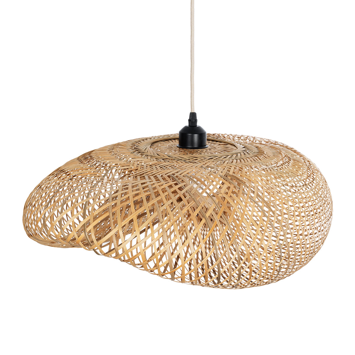 GloboStar® MEXICO 00719 Boho Κρεμαστό Φωτιστικό Ανάρτηση Μονόφωτο 1 x E27 IP20 Μπεζ Ξύλο - Μ65 x Π46 x Y30cm - ledmania.gr