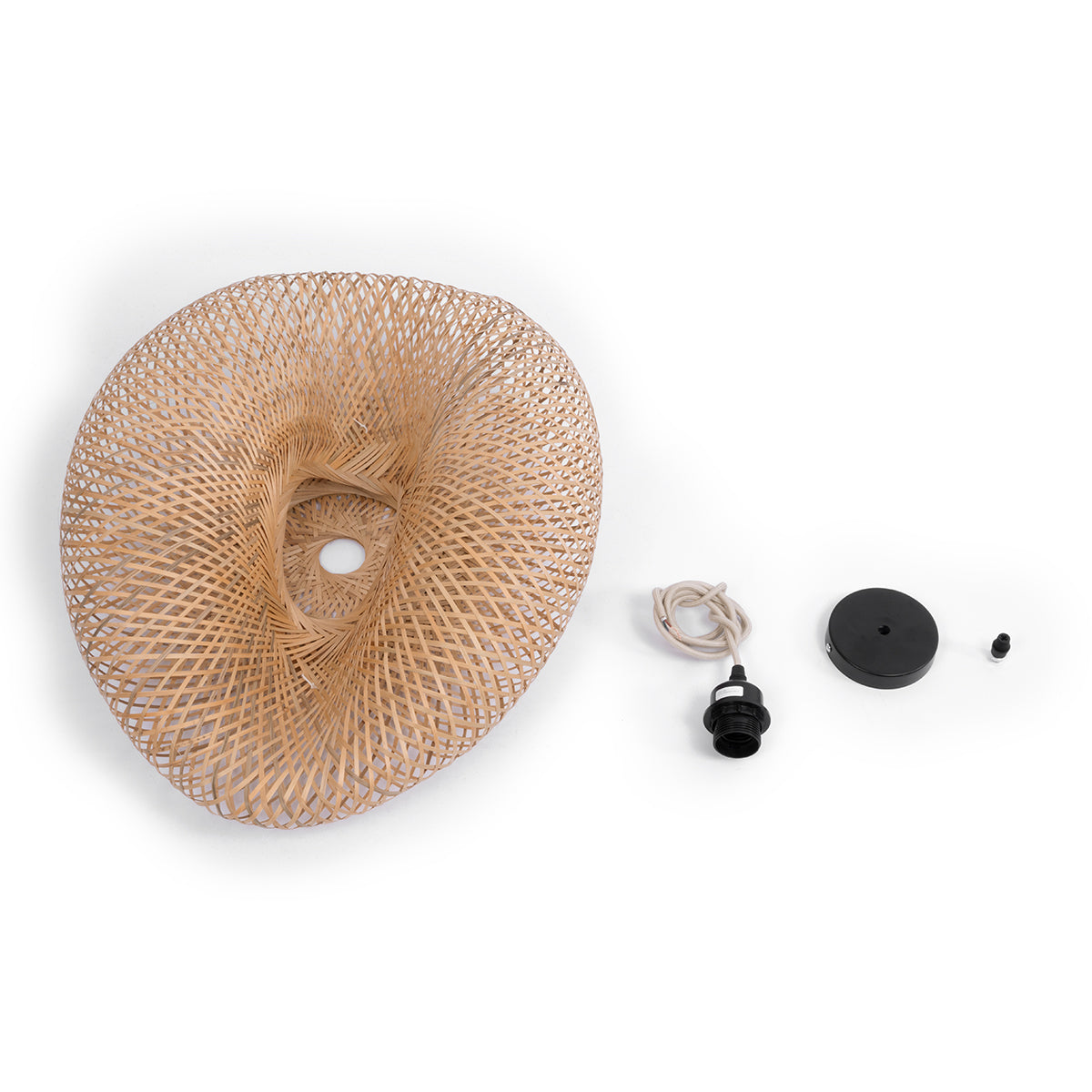 GloboStar® MEXICO 00719 Boho Κρεμαστό Φωτιστικό Ανάρτηση Μονόφωτο 1 x E27 IP20 Μπεζ Ξύλο - Μ65 x Π46 x Y30cm - ledmania.gr