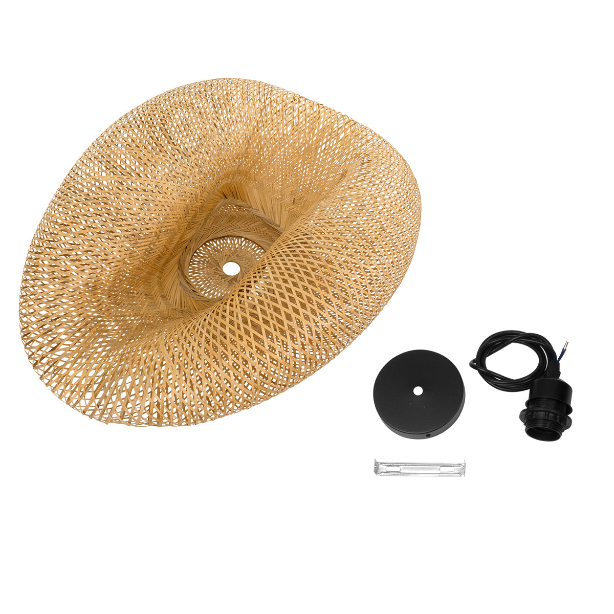 GloboStar® MEXICO 00721 Boho Κρεμαστό Φωτιστικό Οροφής Μονόφωτο 1 x E27 Μπεζ Ξύλινο Μπαμπού Μ100 x Π80 x Y35cm - ledmania.gr