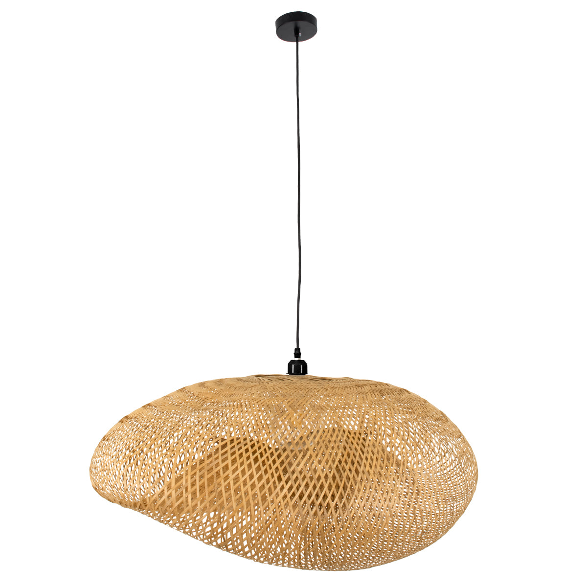 GloboStar® MEXICO 00721 Boho Κρεμαστό Φωτιστικό Οροφής Μονόφωτο 1 x E27 Μπεζ Ξύλινο Μπαμπού Μ100 x Π80 x Y35cm - ledmania.gr