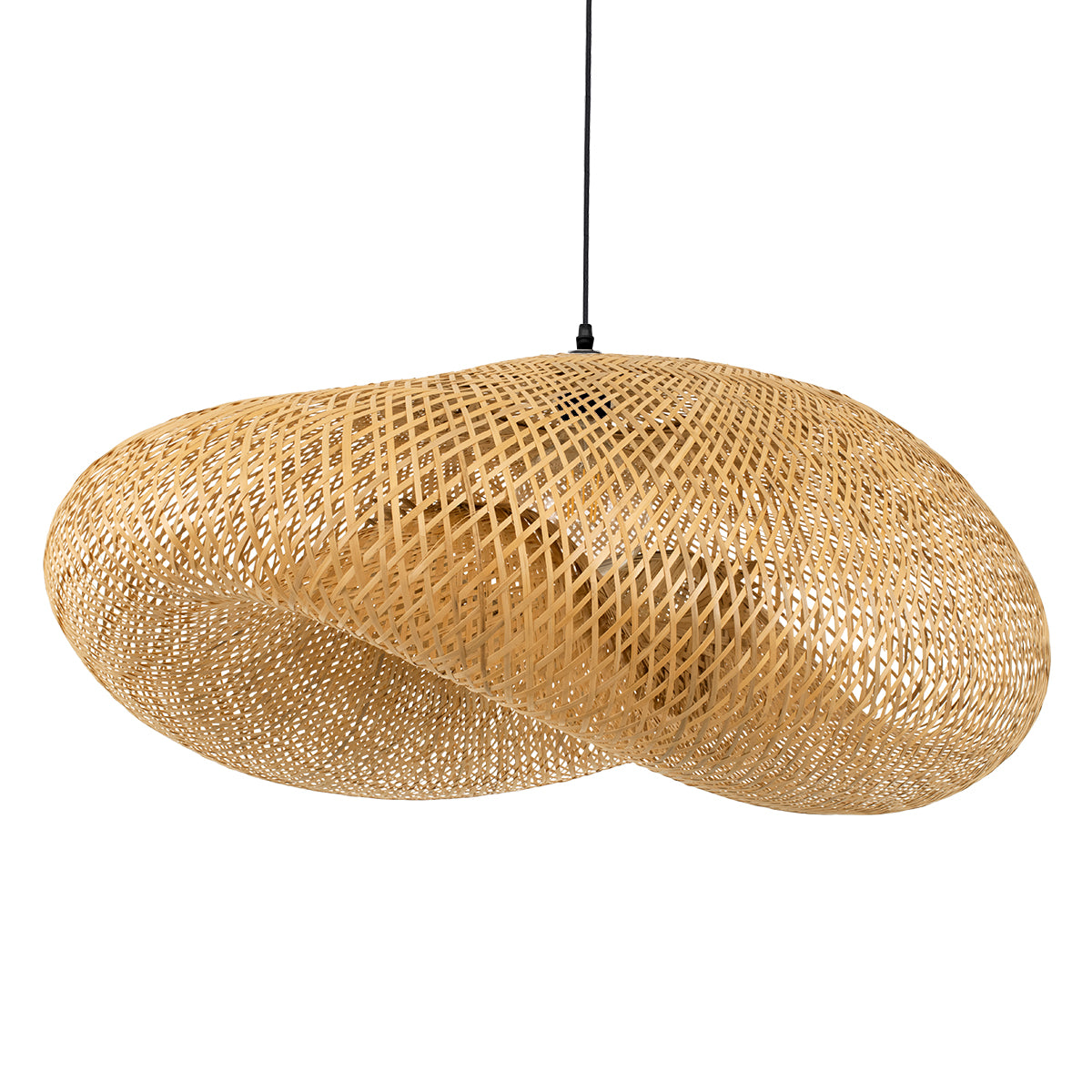 GloboStar® MEXICO 00721 Boho Κρεμαστό Φωτιστικό Οροφής Μονόφωτο 1 x E27 Μπεζ Ξύλινο Μπαμπού Μ100 x Π80 x Y35cm - ledmania.gr