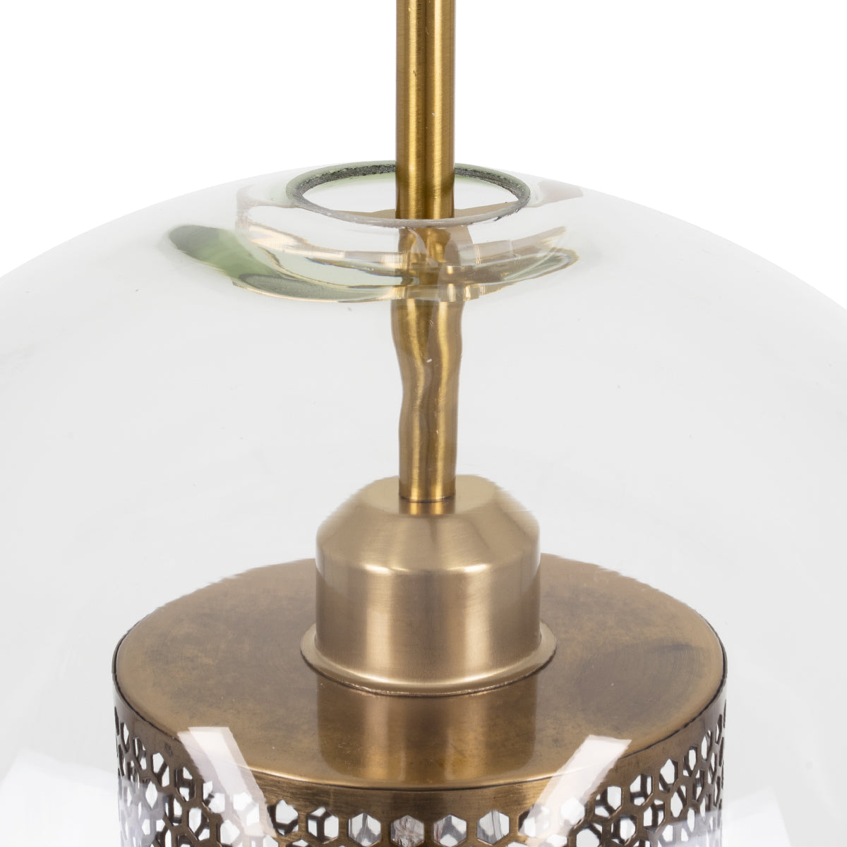 GloboStar® AVERY 00740 Μοντέρνο Κρεμαστό Φωτιστικό Μπάλα Μονόφωτο 1 x E27 IP20 Διάφανο Γυαλί με Χρυσό Μέταλλο - Μ30 x Π30 x Υ48cm - ledmania.gr