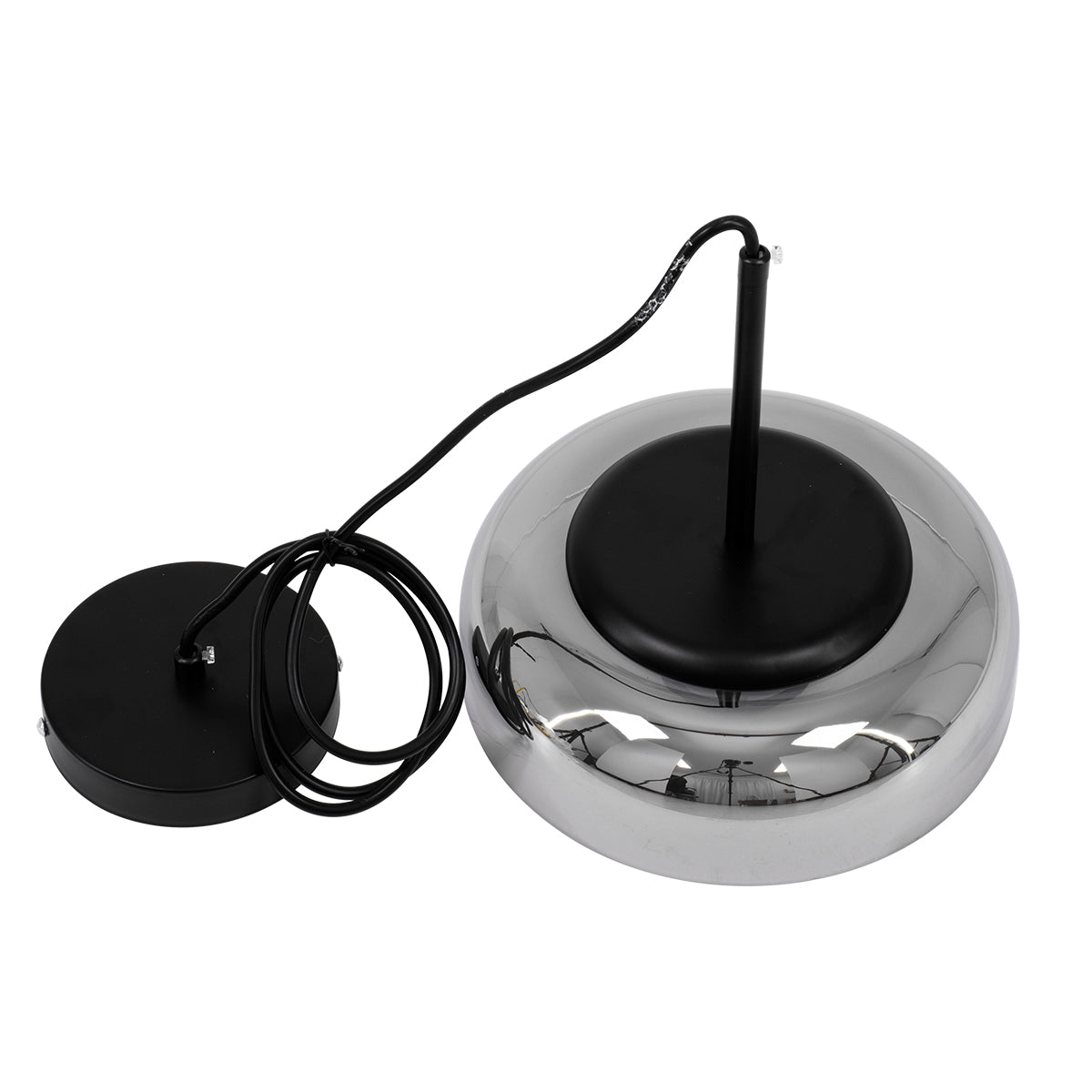 GloboStar® CHARLOTTE 00743 Μοντέρνο Κρεμαστό Φωτιστικό Καμπάνα CREE LED 5W 500lm 180° AC 85-265V IP20 Θερμό Λευκό 2700K Ασημί Γυαλί με Μαύρο Μέταλλο Μ23 x Π23 x Υ23cm - 2 Xρόνια Εγγύηση - ledmania.gr