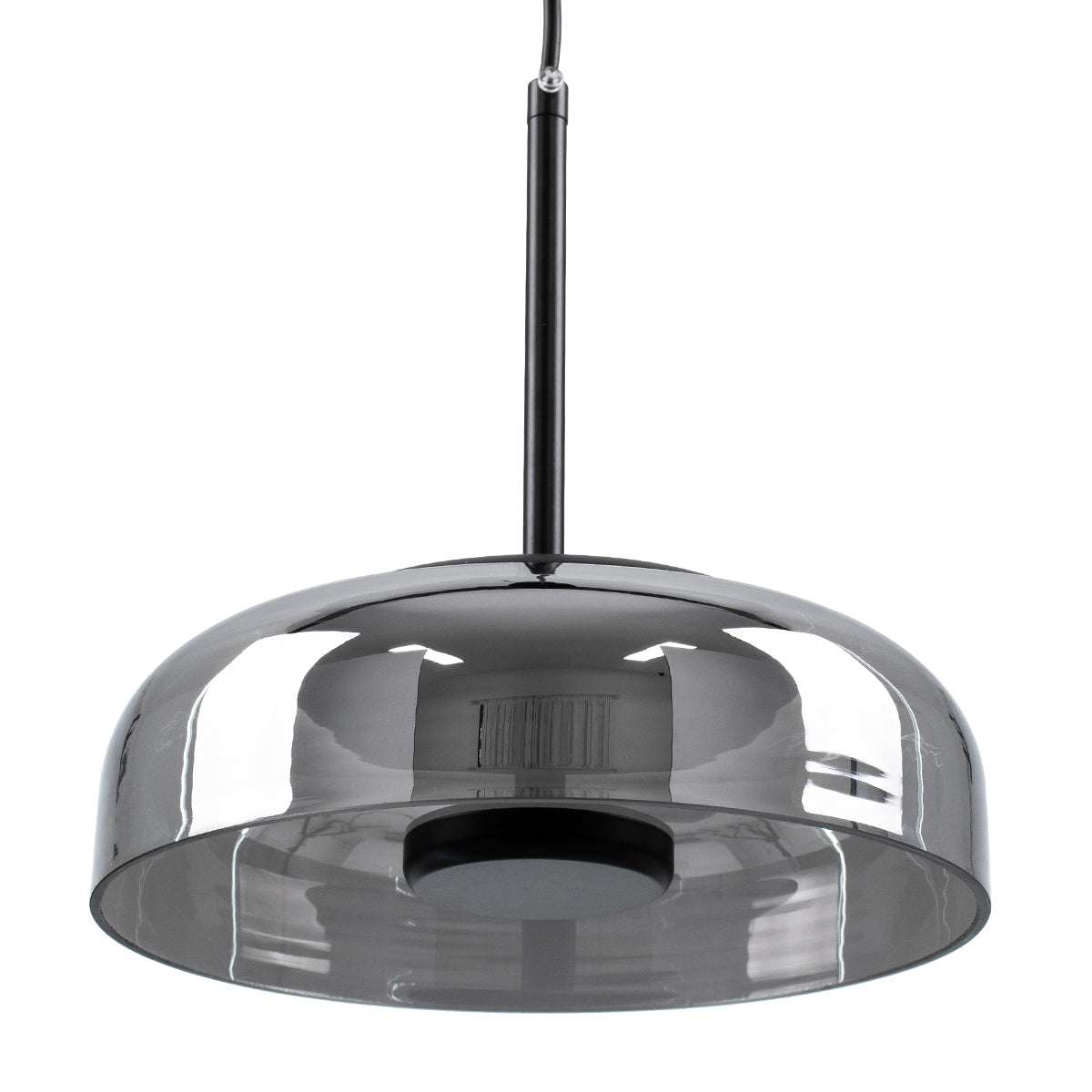 GloboStar® CHARLOTTE 00743 Μοντέρνο Κρεμαστό Φωτιστικό Καμπάνα CREE LED 5W 500lm 180° AC 85-265V IP20 Θερμό Λευκό 2700K Ασημί Γυαλί με Μαύρο Μέταλλο Μ23 x Π23 x Υ23cm - 2 Xρόνια Εγγύηση - ledmania.gr