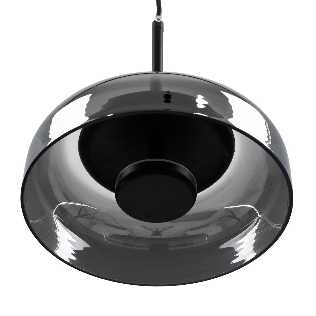GloboStar® CHARLOTTE 00743 Μοντέρνο Κρεμαστό Φωτιστικό Καμπάνα CREE LED 5W 500lm 180° AC 85-265V IP20 Θερμό Λευκό 2700K Ασημί Γυαλί με Μαύρο Μέταλλο Μ23 x Π23 x Υ23cm - 2 Xρόνια Εγγύηση - ledmania.gr