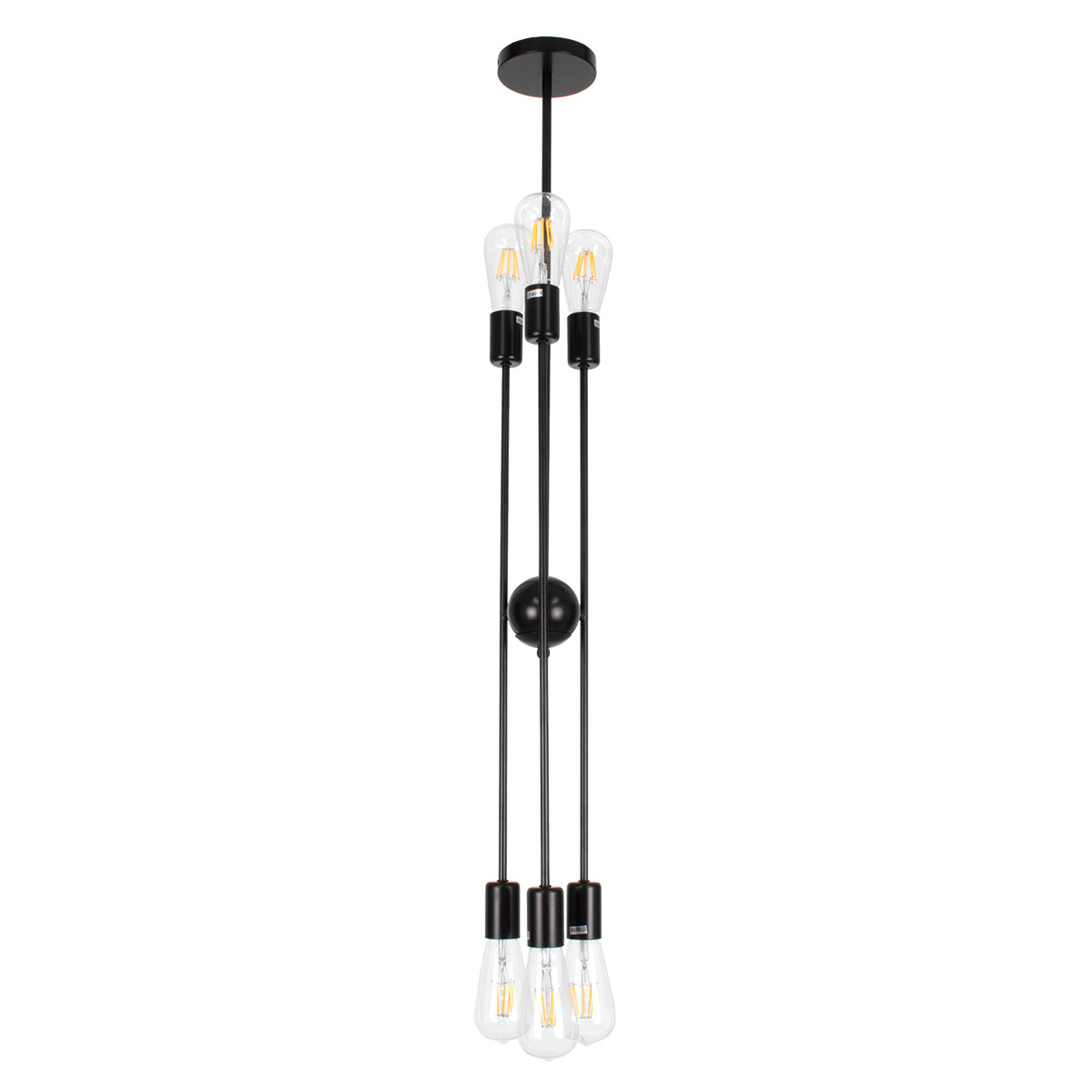 GloboStar® ZANE 00784 Μοντέρνο Φωτιστικό Οροφής Πολύφωτο Μαύρο Μεταλλικό Ράγα Φ70 x Y100cm