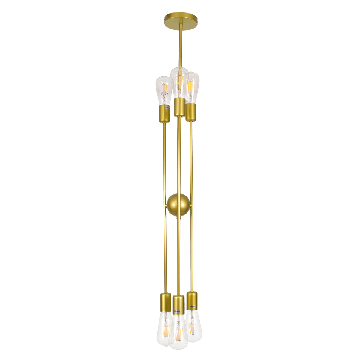 GloboStar® ZANE 00786 Μοντέρνο Φωτιστικό Οροφής Πολύφωτο Χρυσό Μεταλλικό Ράγα Φ70 x Y100cm - ledmania.gr