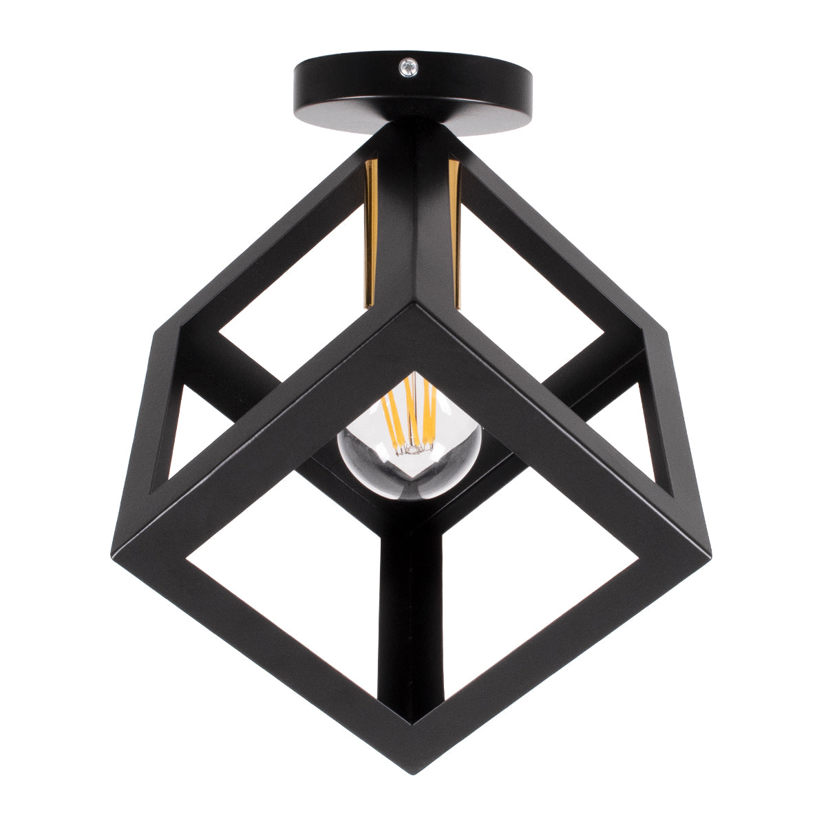 GLOBOSTAR® CUBE 00799 Μοντέρνο Φωτιστικό Οροφής με Ντουί 1 x E27 AC 220-240V IP20 - Μαύρο & Χρυσό - Μ25 x Π25 x Υ25cm - ledmania.gr