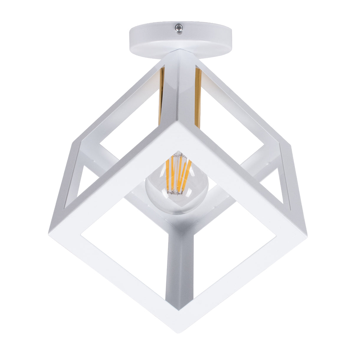 GLOBOSTAR® CUBE 00800 Μοντέρνο Φωτιστικό Οροφής με Ντουί 1 x E27 AC 220-240V IP20 - Λευκό & Χρυσό - Μ25 x Π25 x Υ25cm - ledmania.gr