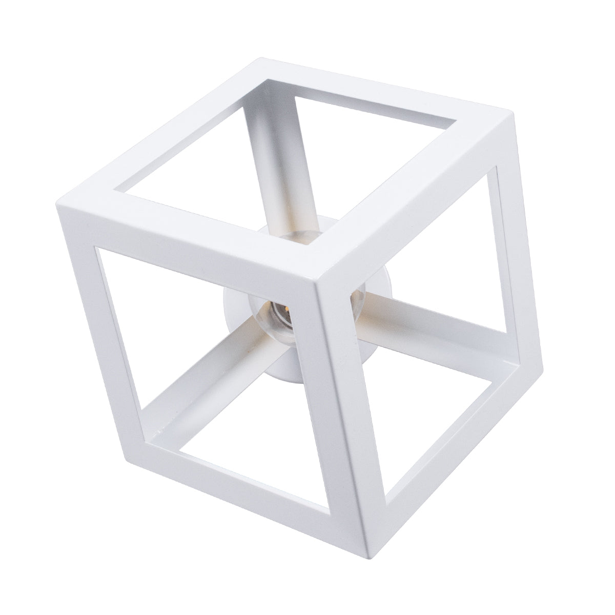 GLOBOSTAR® CUBE 00800 Μοντέρνο Φωτιστικό Οροφής με Ντουί 1 x E27 AC 220-240V IP20 - Λευκό & Χρυσό - Μ25 x Π25 x Υ25cm - ledmania.gr