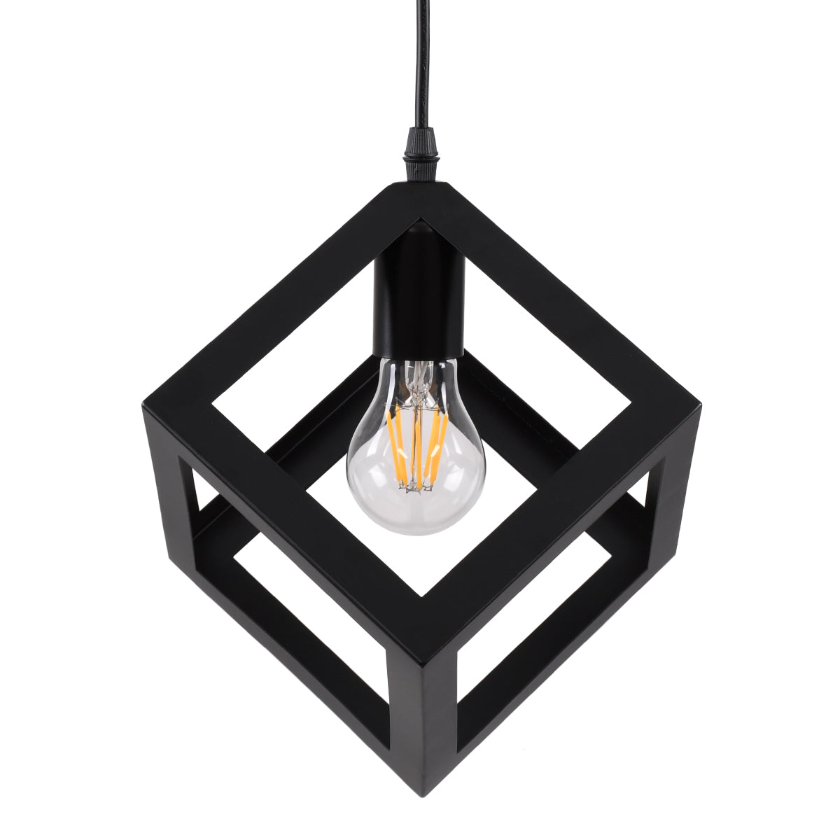 GLOBOSTAR® CUBE 00801 Μοντέρνο Κρεμαστό Φωτιστικό Οροφής με Ντουί 1 x E27 AC 220-240V IP20 - Μαύρο - Μ25 x Π25 x Υ25cm - ledmania.gr
