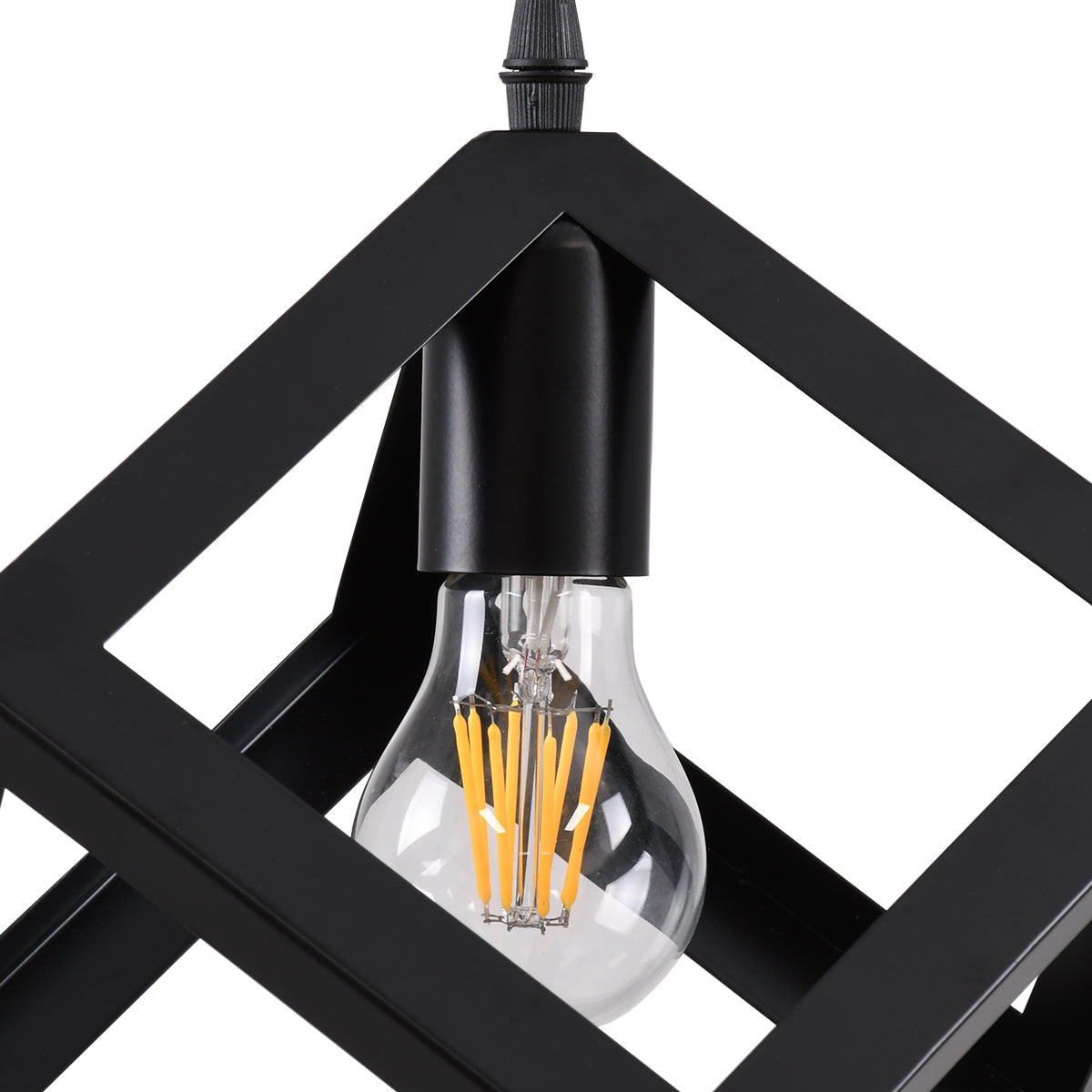 GLOBOSTAR® CUBE 00801 Μοντέρνο Κρεμαστό Φωτιστικό Οροφής με Ντουί 1 x E27 AC 220-240V IP20 - Μαύρο - Μ25 x Π25 x Υ25cm - ledmania.gr