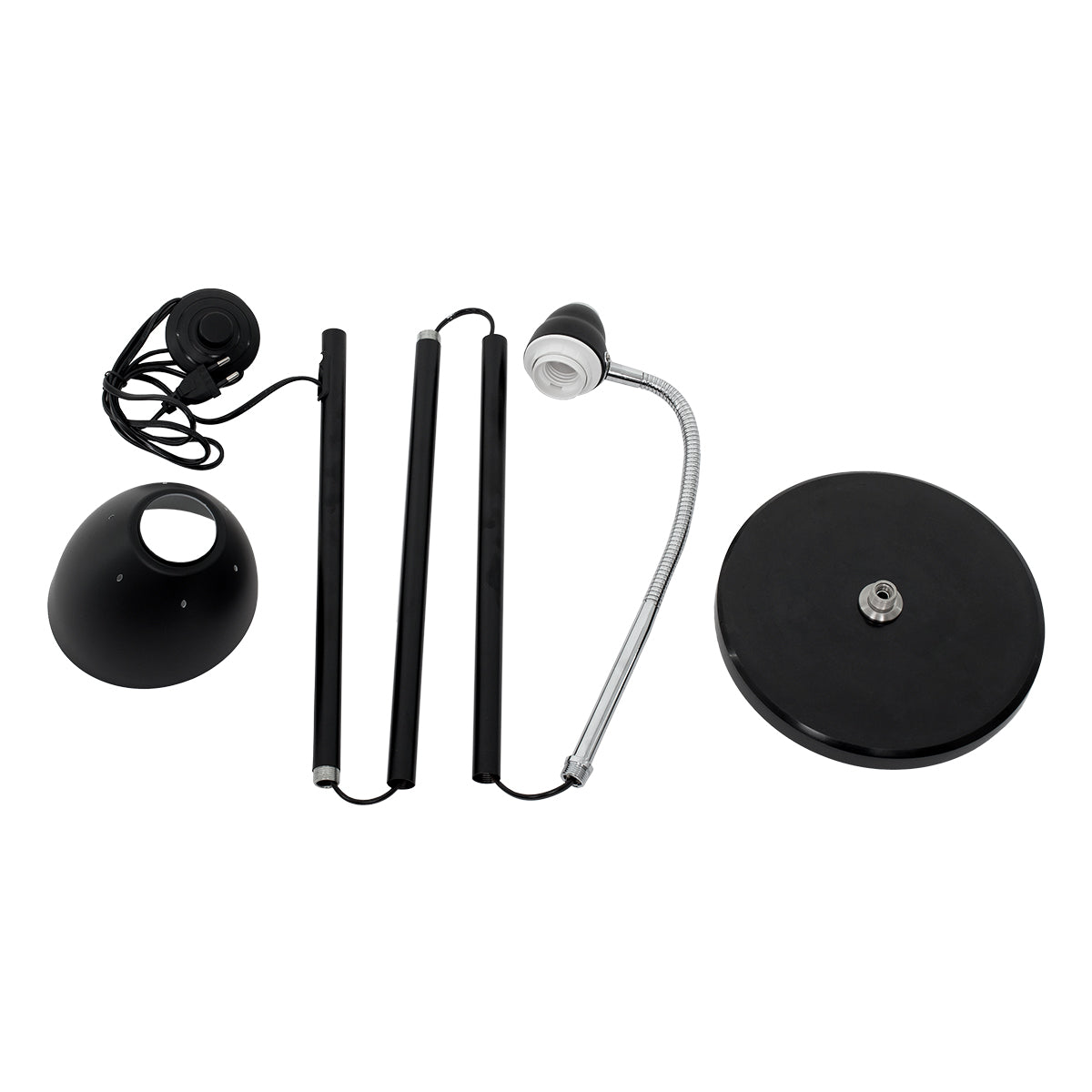 GLOBOSTAR® VERSA 00830 Μοντέρνο Επιδαπέδιο Φωτιστικό με Ντουί 1 x E27 AC 220-240V IP20 - Μαύρο & Χρώμιο - Μ14.5 x Π14.5 x Υ155cm - ledmania.gr