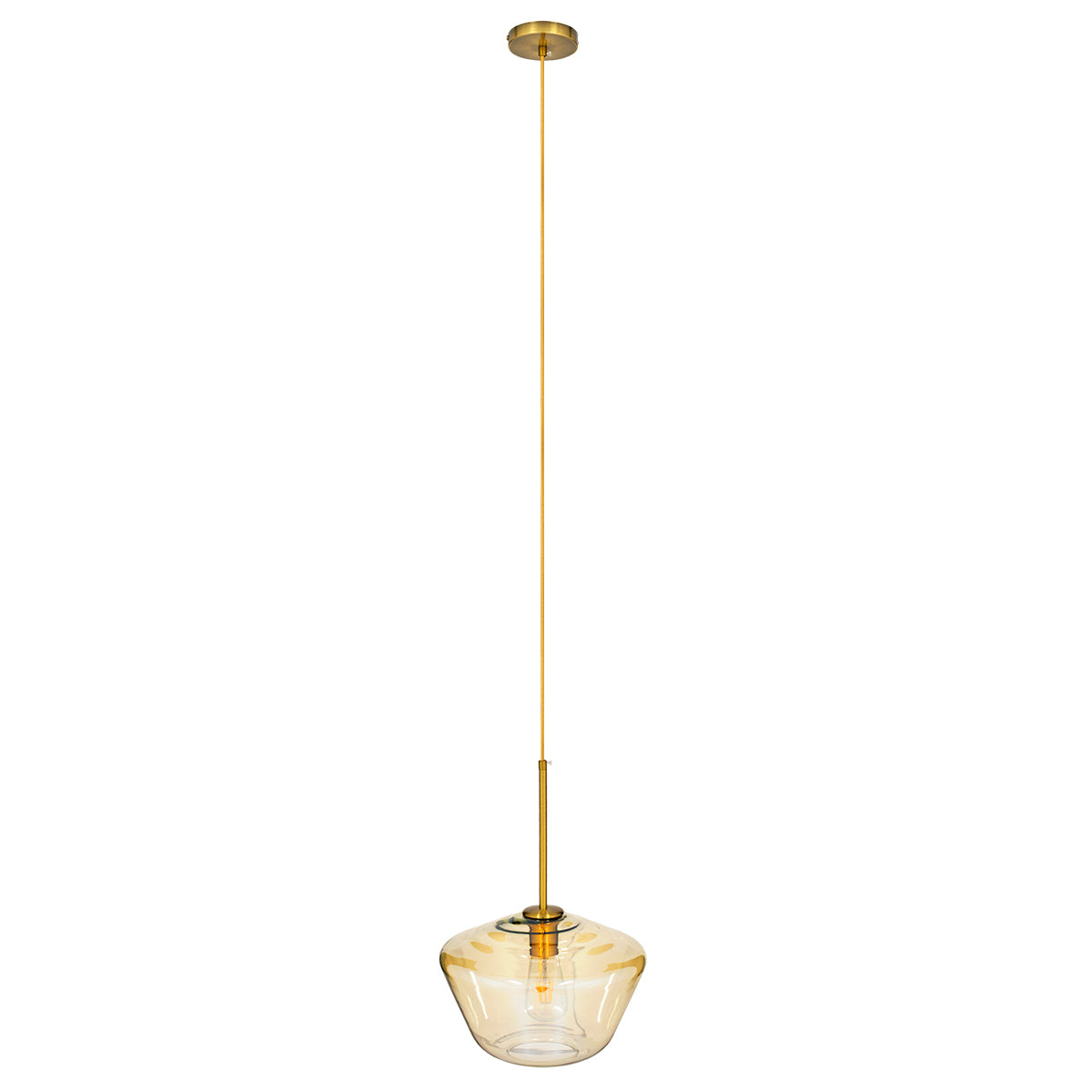 GloboStar® AMARIS 00870 Μοντέρνο Κρεμαστό Φωτιστικό Οροφής Μονόφωτο 1 x E27 Γυάλινο Φιμέ Μελί Φ30 x Υ22cm - ledmania.gr