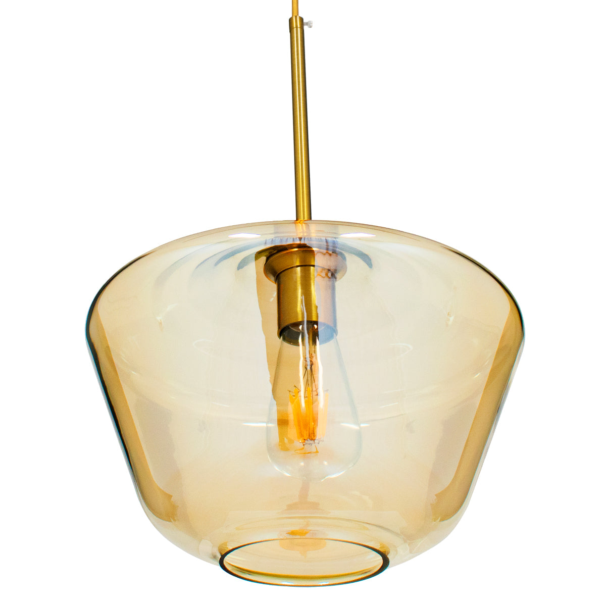 GloboStar® AMARIS 00870 Μοντέρνο Κρεμαστό Φωτιστικό Οροφής Μονόφωτο 1 x E27 Γυάλινο Φιμέ Μελί Φ30 x Υ22cm - ledmania.gr