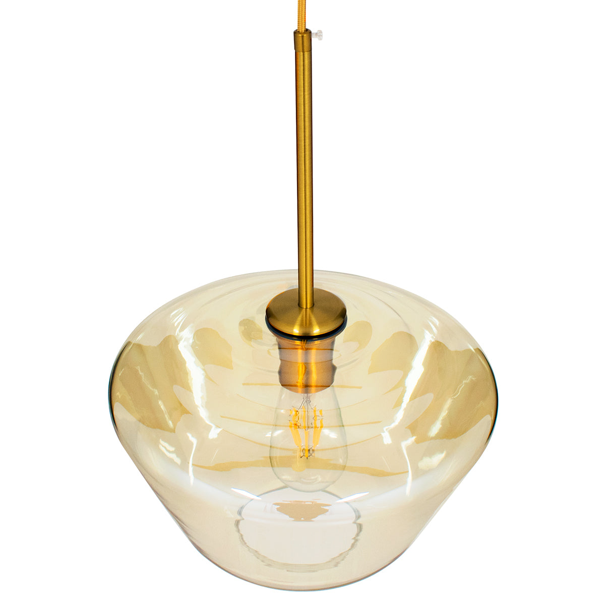 GloboStar® AMARIS 00870 Μοντέρνο Κρεμαστό Φωτιστικό Οροφής Μονόφωτο 1 x E27 Γυάλινο Φιμέ Μελί Φ30 x Υ22cm - ledmania.gr