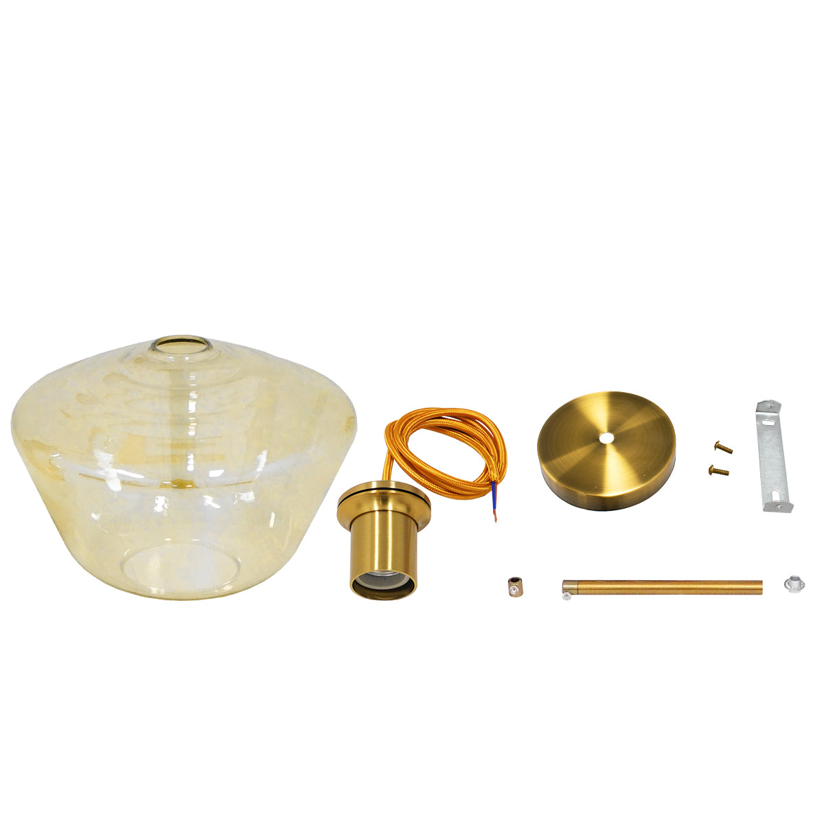 GloboStar® AMARIS 00870 Μοντέρνο Κρεμαστό Φωτιστικό Οροφής Μονόφωτο 1 x E27 Γυάλινο Φιμέ Μελί Φ30 x Υ22cm - ledmania.gr