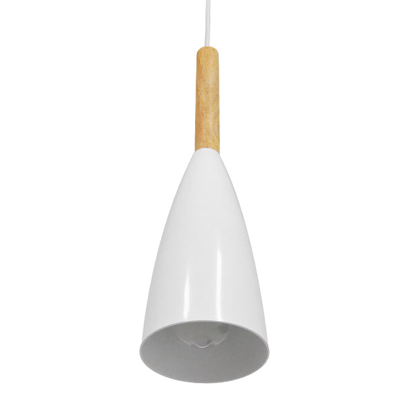 GloboStar® DILLON 00876 Μοντέρνο Κρεμαστό Φωτιστικό Οροφής Μονόφωτο 1 x E27 Λευκό Μεταλλικό Καμπάνα Φ11 x Υ36cm - ledmania.gr