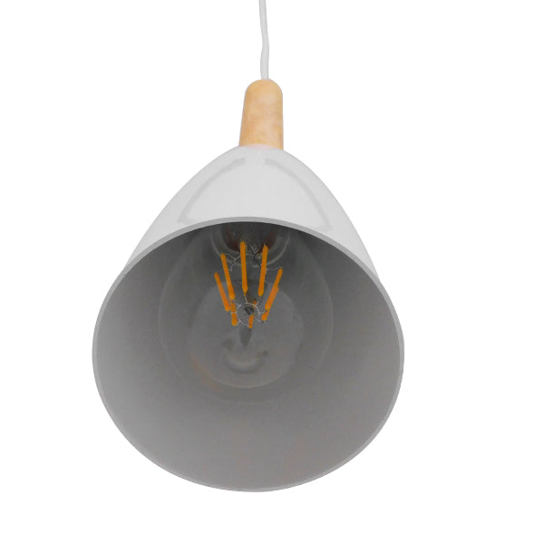 GloboStar® DILLON 00876 Μοντέρνο Κρεμαστό Φωτιστικό Οροφής Μονόφωτο 1 x E27 Λευκό Μεταλλικό Καμπάνα Φ11 x Υ36cm - ledmania.gr